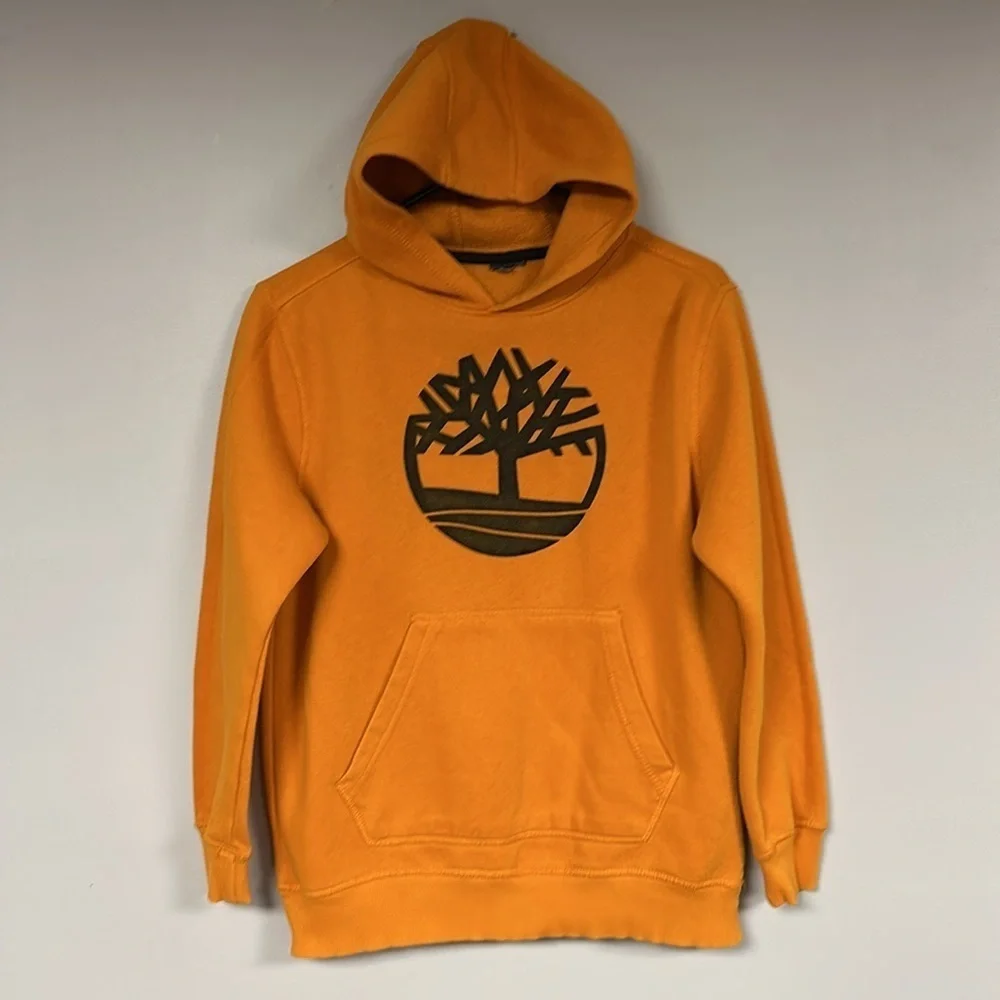 TIMBERLAND CORE TREE LOGO DEEP ORANGE PULLOVER HOODIE, YOUTH L